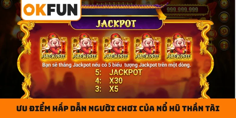 Nổ Hũ Thần Tài OKFUN – Quay Là Trúng Số, Jackpot Bùng Nổ 2026 Ưu điểm hấp dẫn người chơi của nổ hũ Thần Tài
